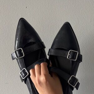 Old Navy Black Buckle Pointed Flats